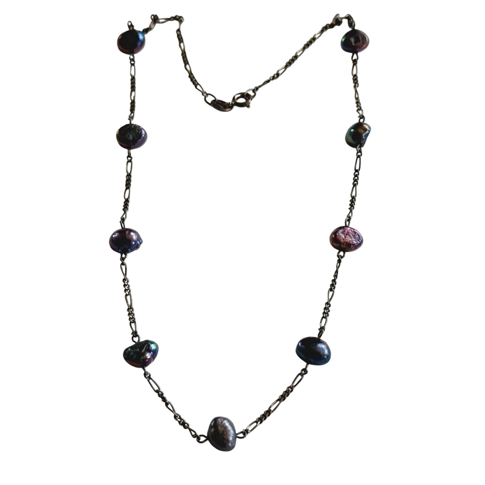 Silpada Italy Necklace Freshwater Pearl Peacock Sterling Silver Chain 90s .925